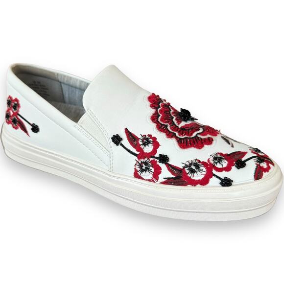 Nine West White Onyeka Floral Embroidery Bead Sequins Slip On Shoe for Women 6 - Picture 1 of 12